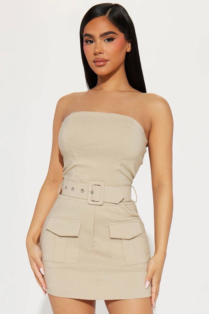 Cargo Pockets Playsuit - Beige