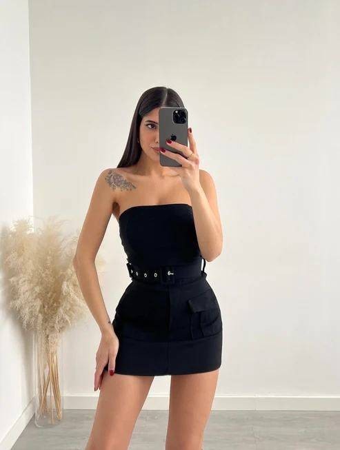 Cargo Pockets Playsuit - Black