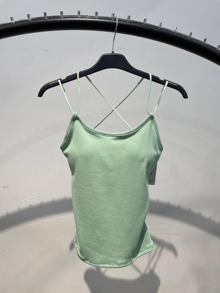 Cross Back Ribbed Top - Mint