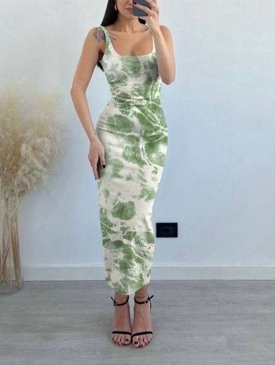 Printed Maxi Dress - Green