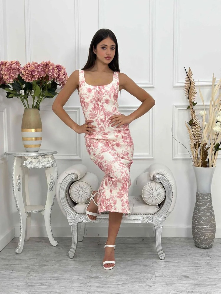 Printed Maxi Dress - Pink