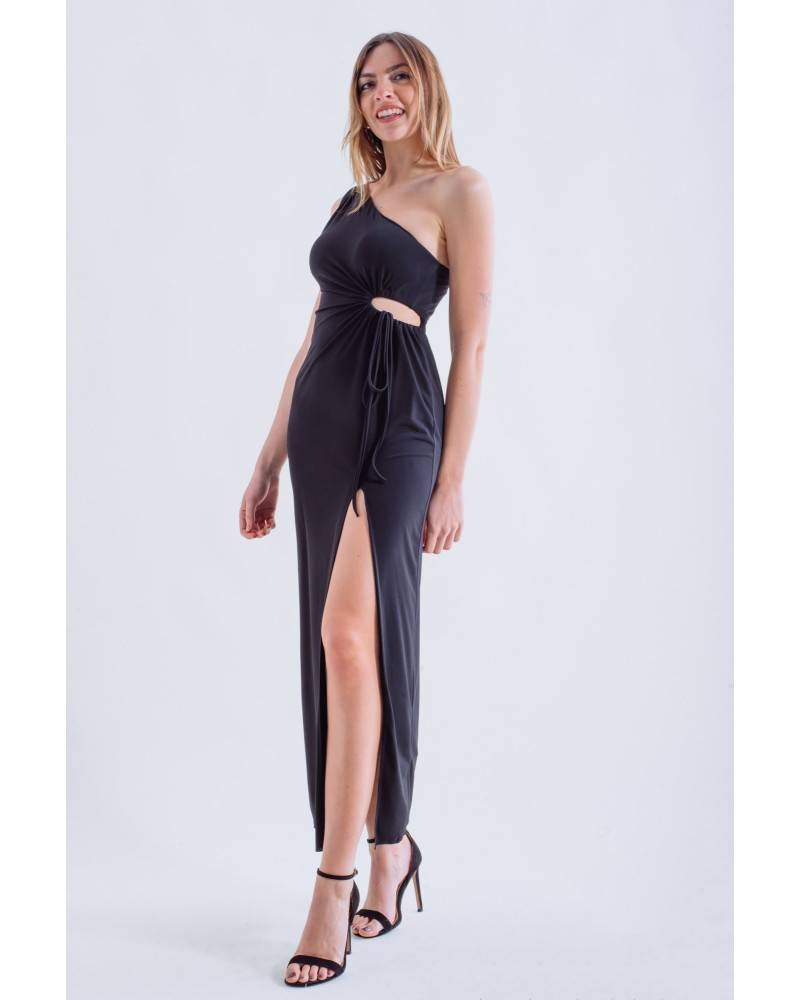 Cut Out One Shoulder Dress - Black