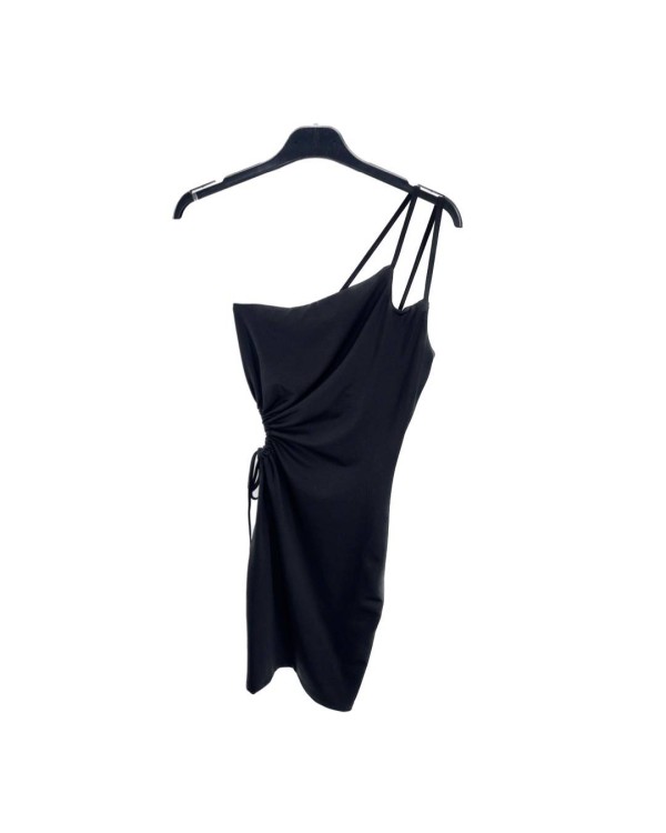 One Shoulder Cut Out Mini Dress - Black