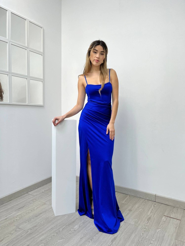 Maxi Dress with Open Back - Royal Blue