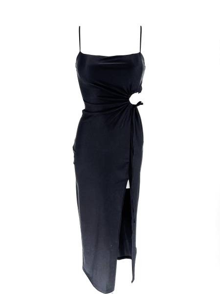 Cut Out Strappy Maxi Dress - Black