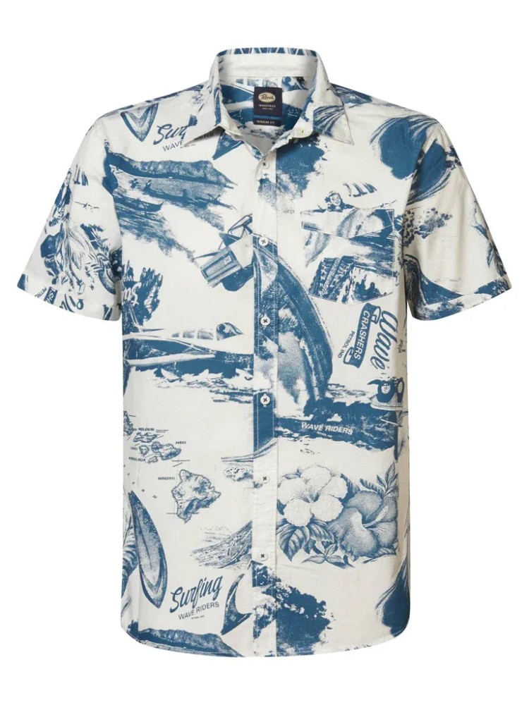 Petrol Tropical Shirt Motoglide - White