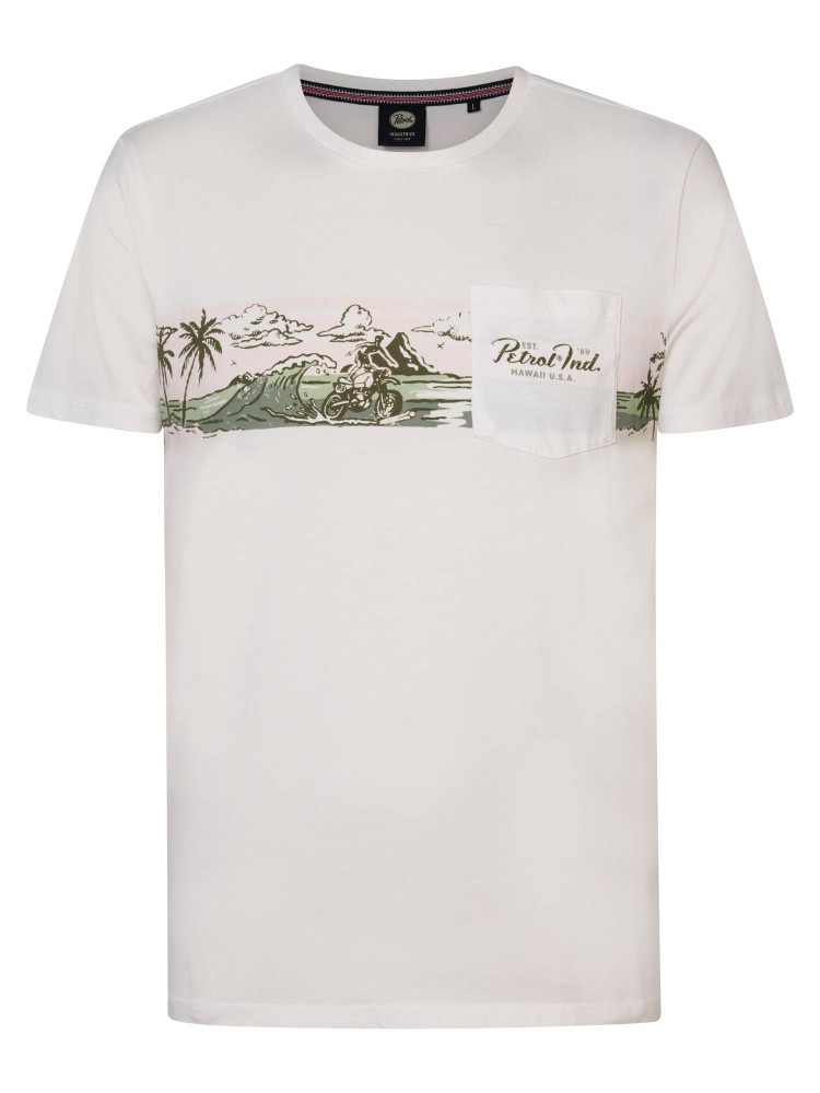 Petrol Classic Print T-shirt - White
