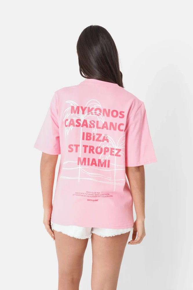 Sixth June Beaches Print T-shirt - Pink