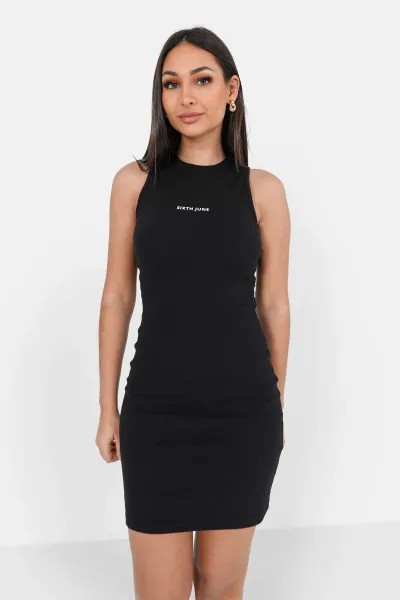 Sixth June Ribbed Dress - Black