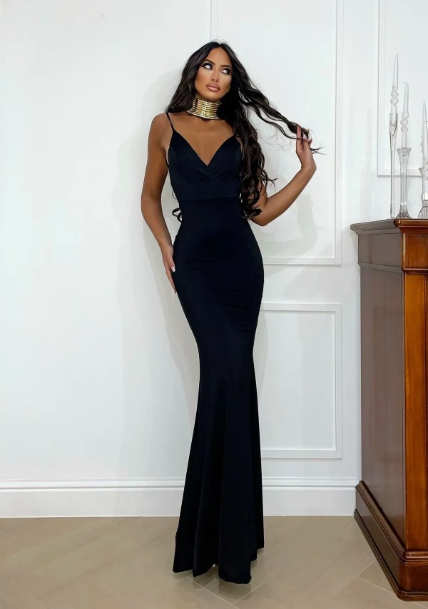 Strappy Mermaid Dress - Black