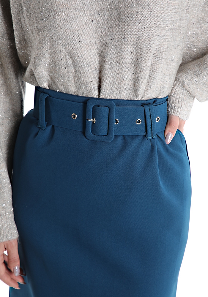 Mini Skirt with Belt - Petrol
