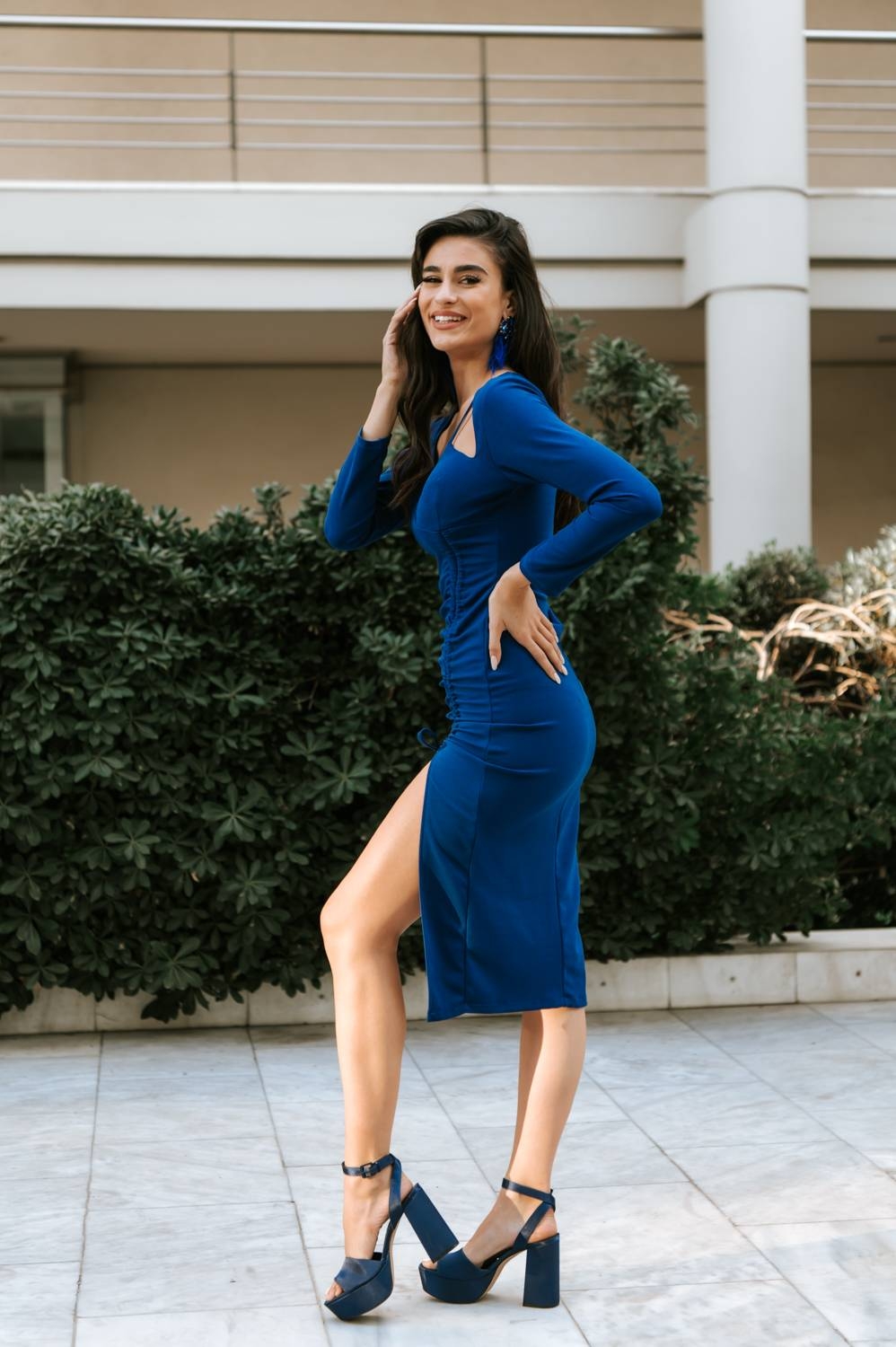 Side Slit Maxi Dress - Royal Blue