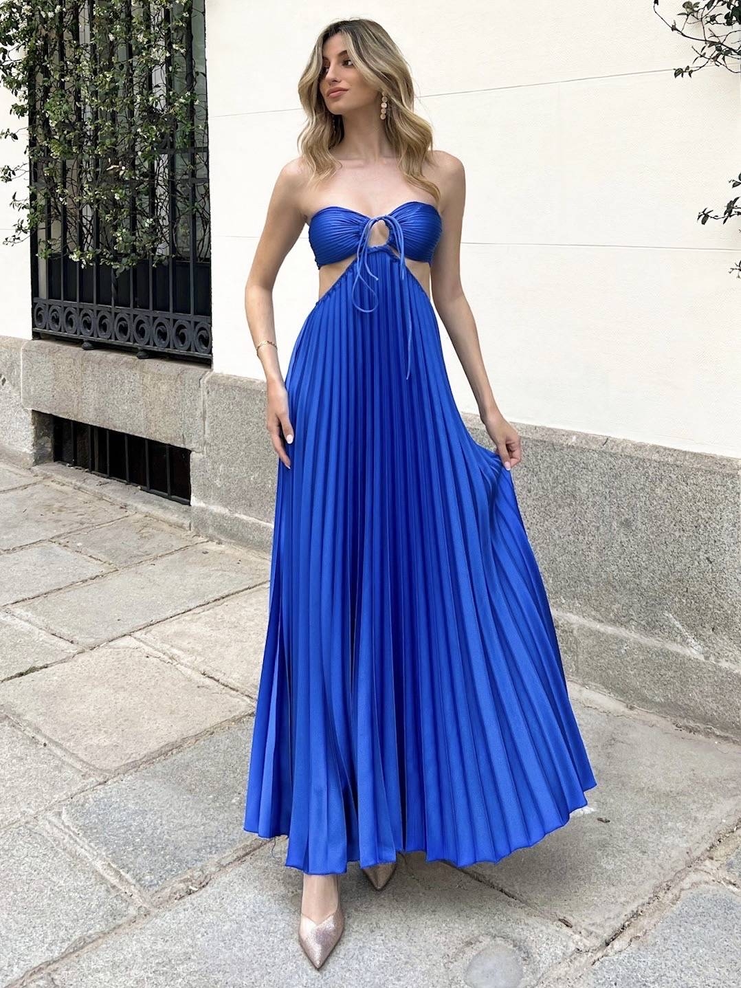 Pleated Maxi Dress - Royal Blue