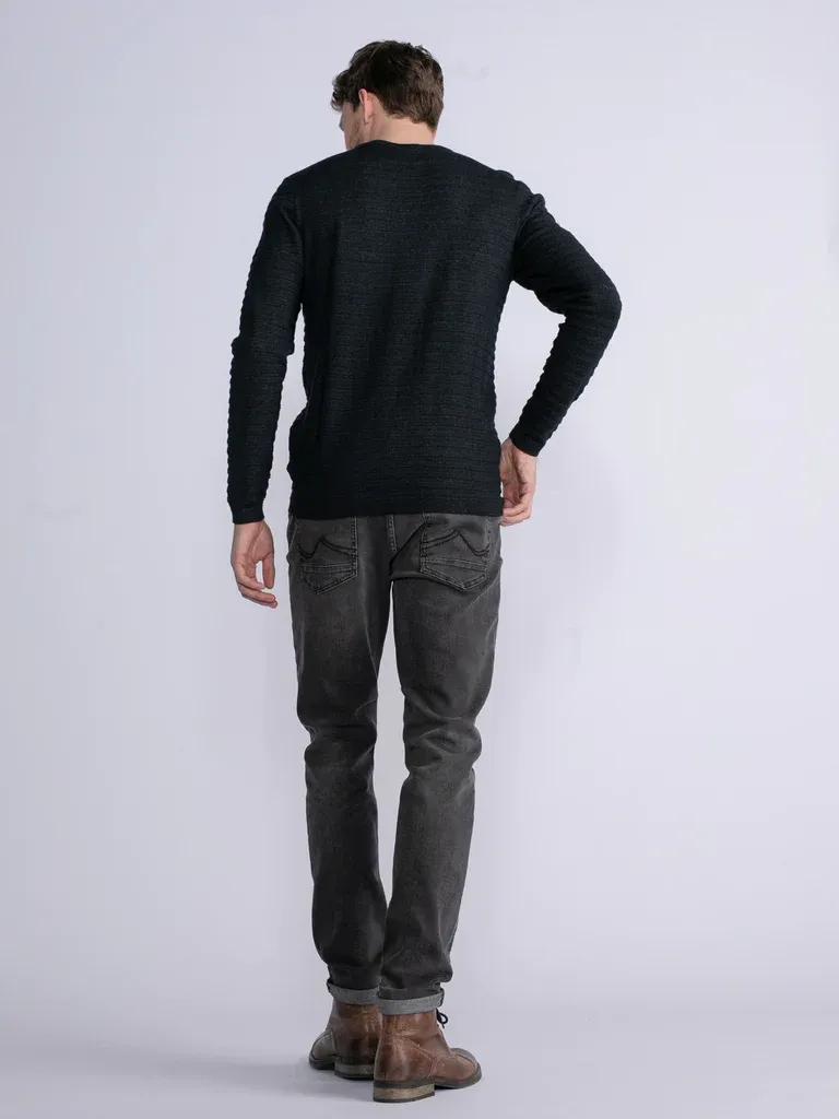 Petrol Rib-knit Pullover Crest Hill - Black
