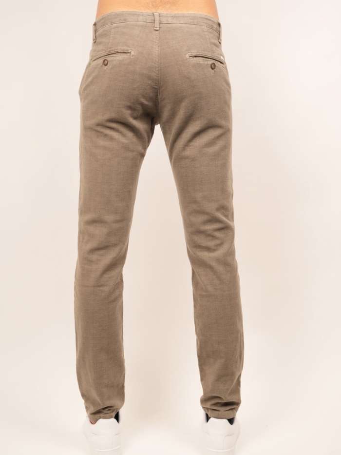 Patterned Slim Fit Chino Trousers - Beige