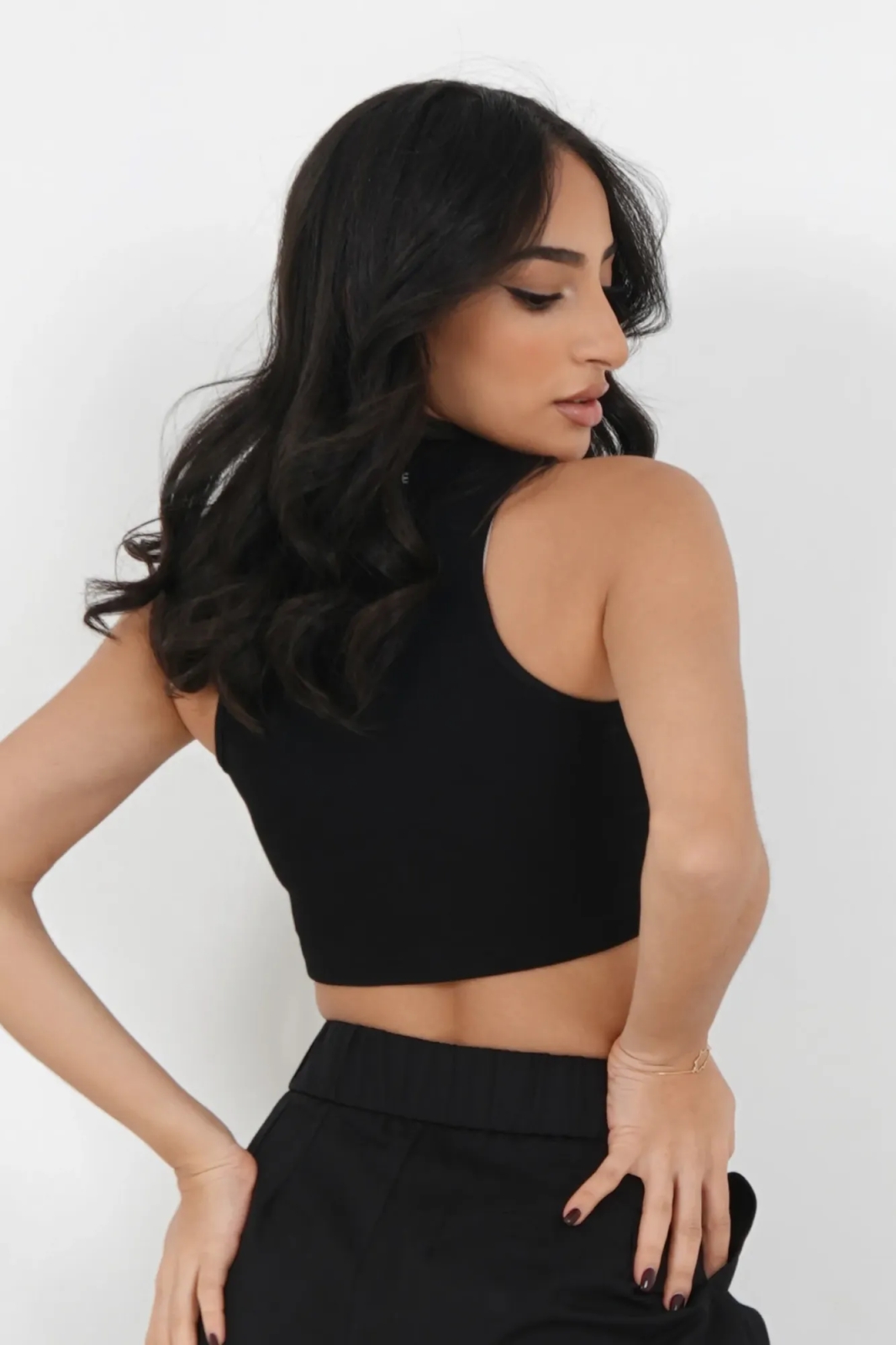 Sixth June Zipped Cropped Top - Black