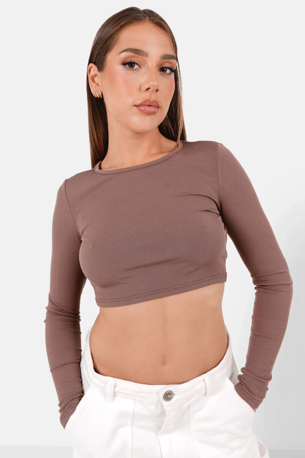 Sixth June Back Opening Long Sleeves Top - Camel
