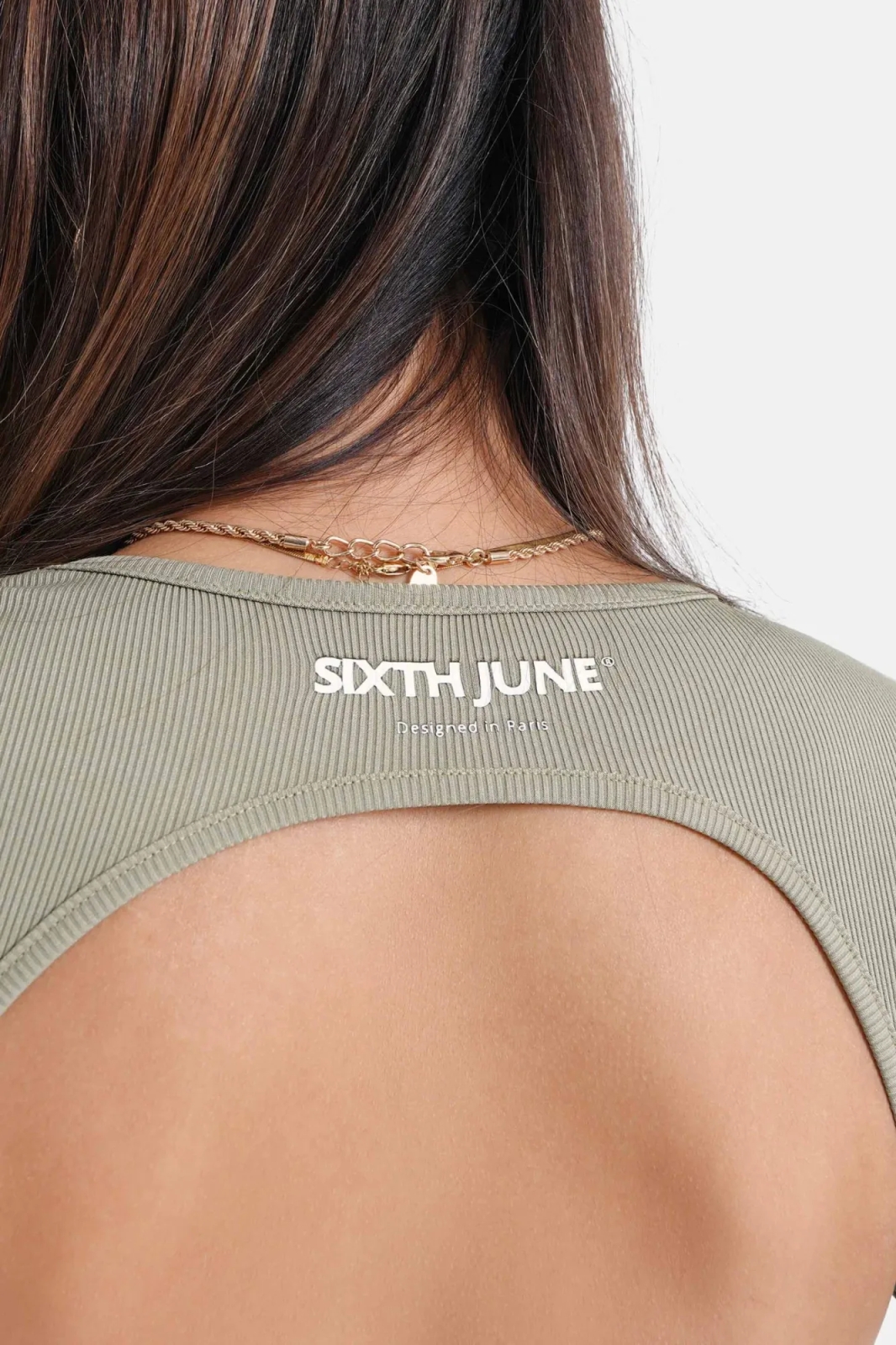 Sixth June Back Opening Long Sleeves Top - Khaki