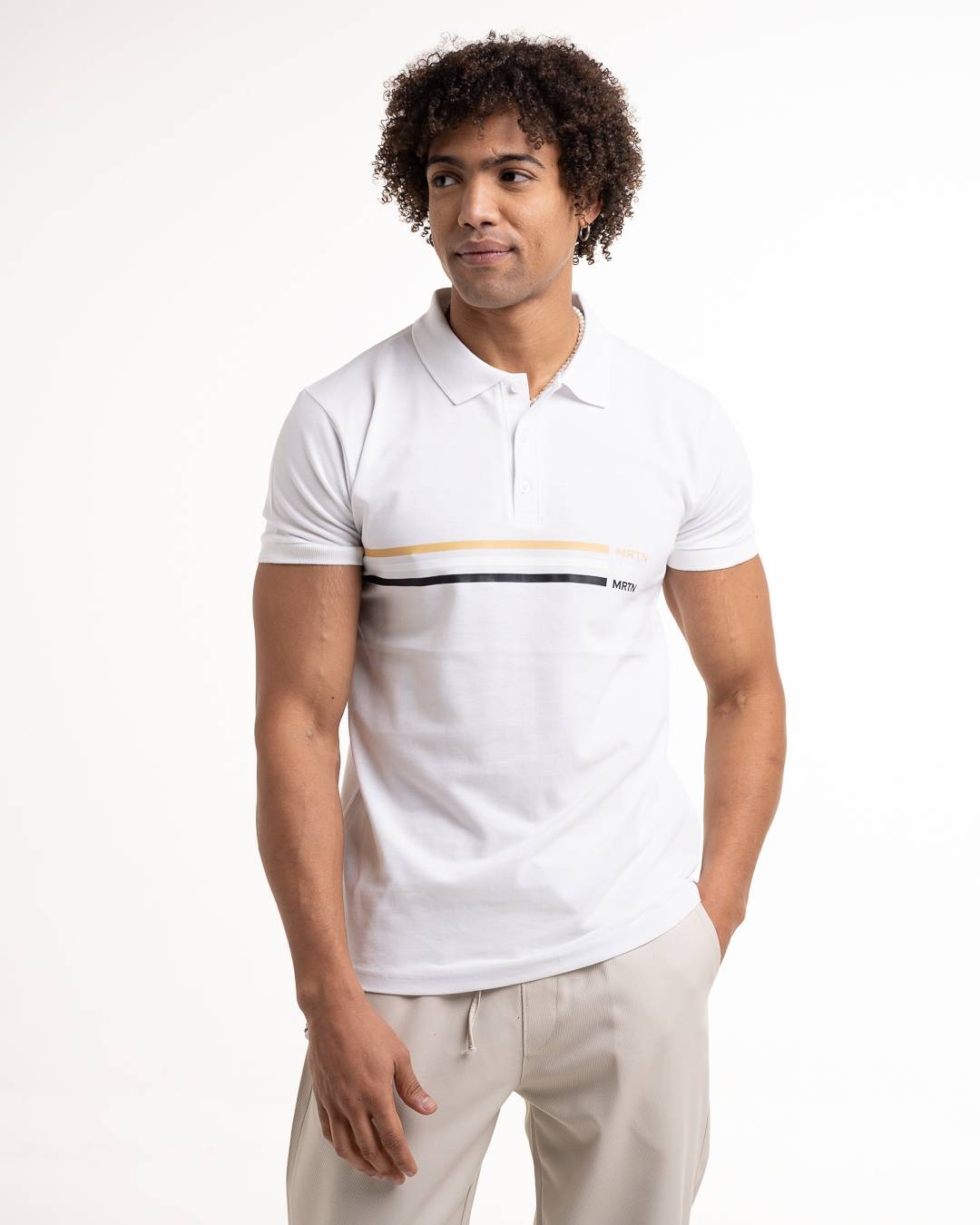 Martini Tricolor Stripes Polo - White