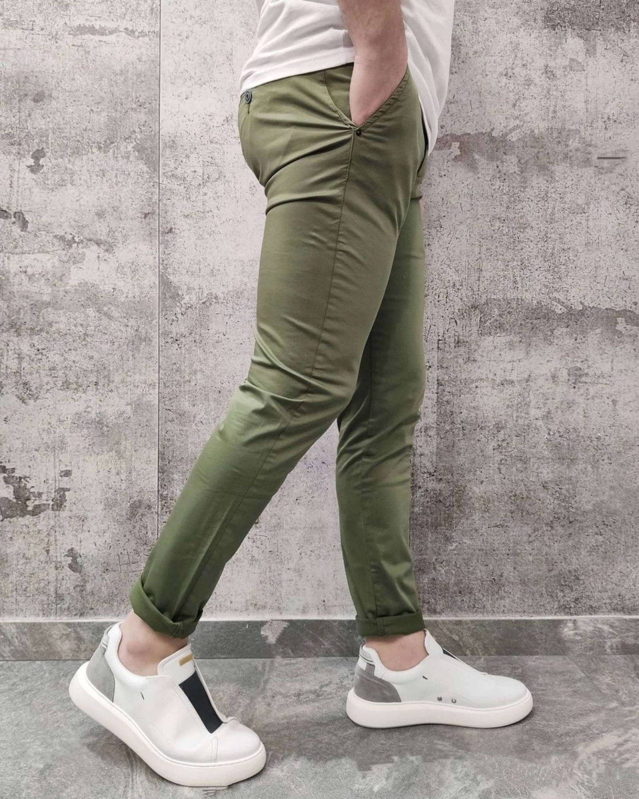 Slim Fit Chino Trousers - Khaki