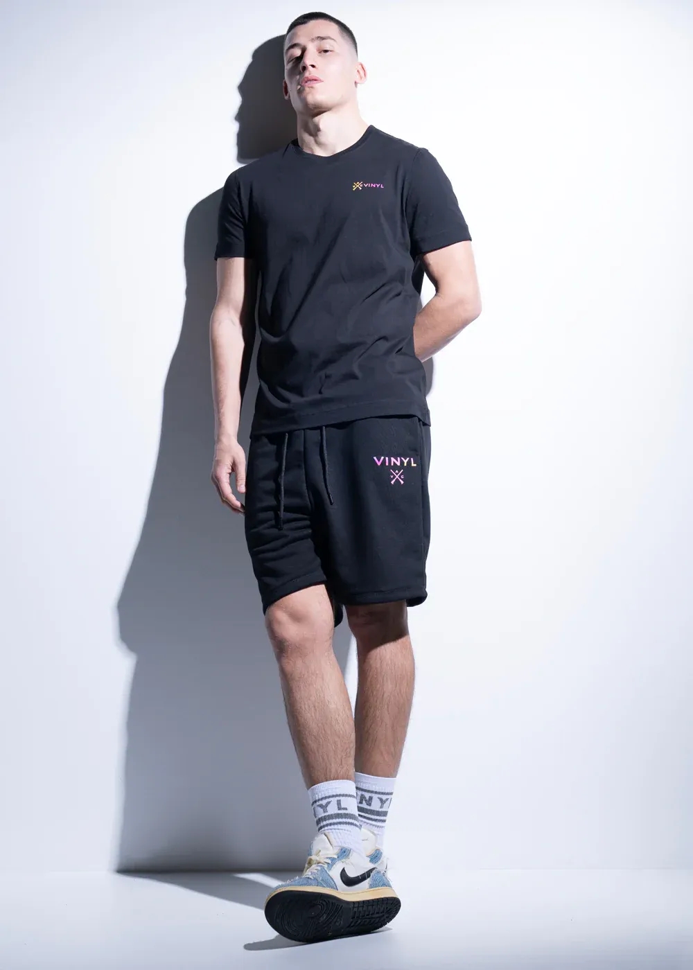 Vinyl Iridescent Logo Shorts - Black
