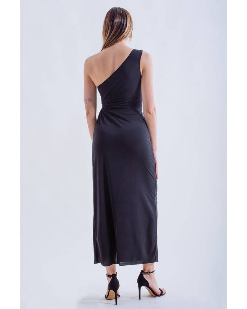 Cut Out One Shoulder Dress - Black