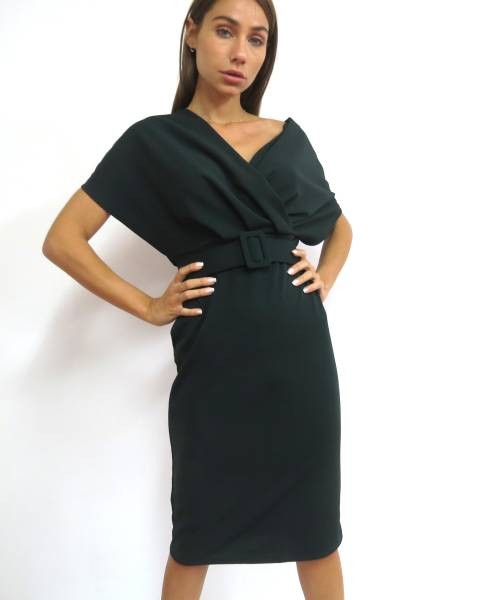 Elegant Midi Dress -Black
