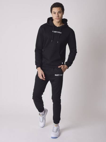 Project X Paris Basic Hoodie with Embroidered Logo - Black