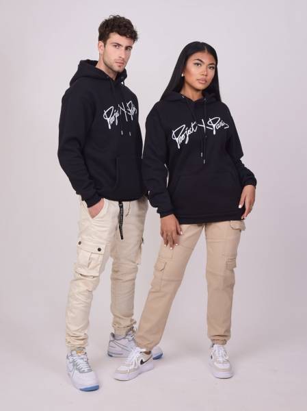 Project X Paris Basic Full Logo Embroidery Hoodie - Black