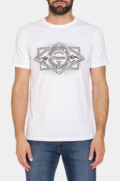 Carrera Crew Neck T-shirt in Cotton Jersey with Print - White