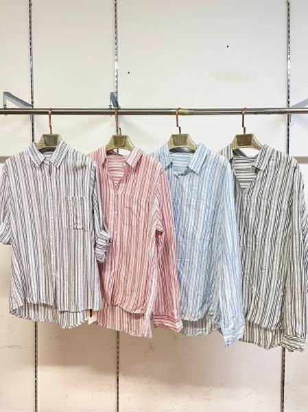 Striped Linen Shirt - Lilac