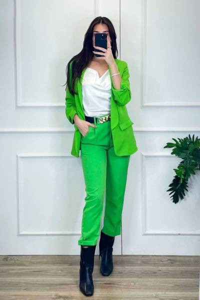 Solid Colour Blazer - Green