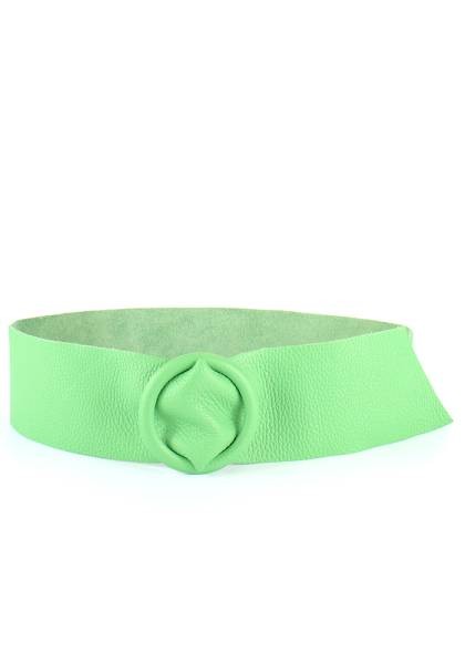 Adjustable Leather Belt - Green