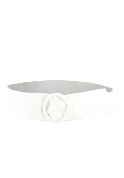 Adjustable Leather Belt - White