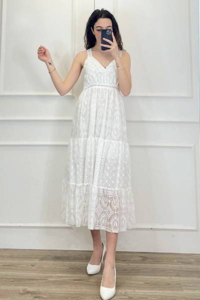 Boho Style Maxi Dress - White