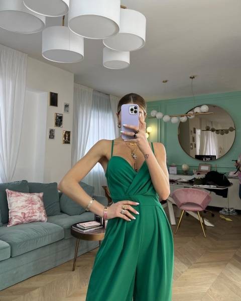 Tailored Sweetheart Jumpsuit - Green
