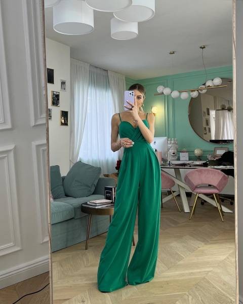 Tailored Sweetheart Jumpsuit - Green