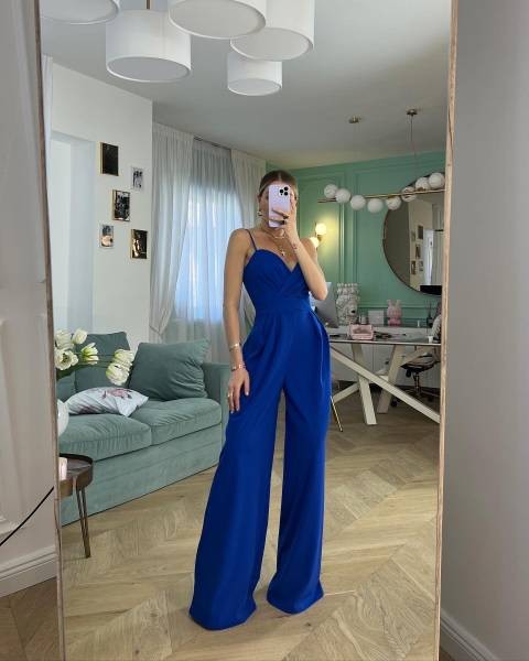 Tailored Sweetheart Jumpsuit - Royal Blue