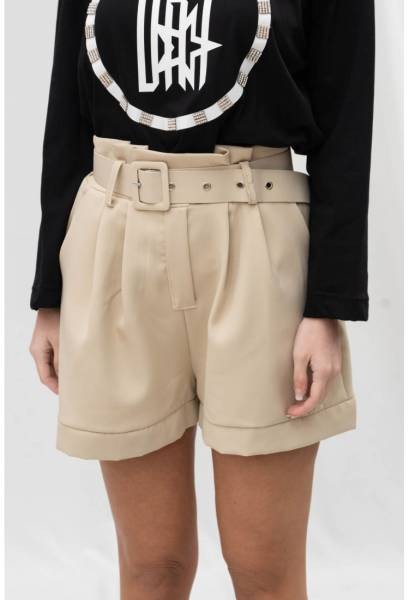 Belted Shorts - Beige
