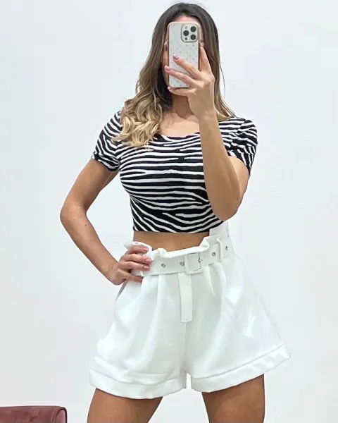 Belted Shorts - White