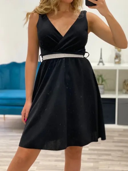 Sparkle Belt Dress - Black