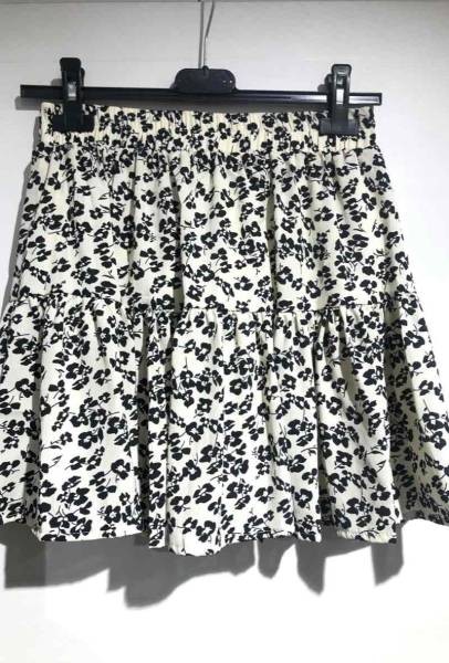 Mini Floral Print Skirt - Beige
