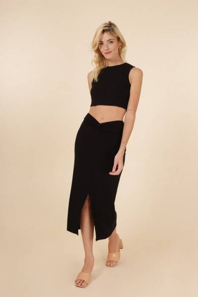 Long Slit Skirt - Black