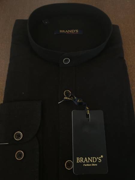 Mao Collar Linen Shirt - Black