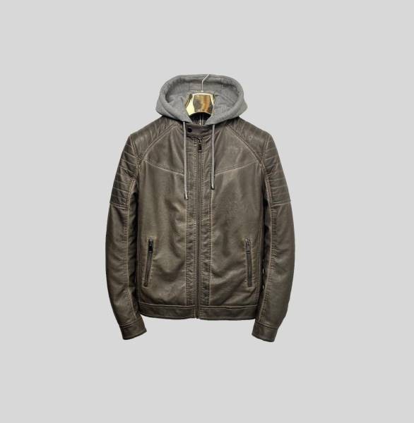 Eco-Friendly Leather Jacket - Khaki