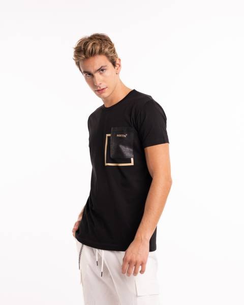 Martini Leather Pocket T-shirt - Black