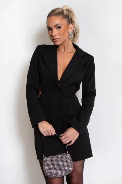 Cut Out Tailored Blazer Dress - Black