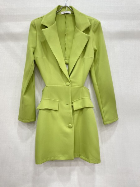 Cut Out Tailored Blazer Dress - Green
