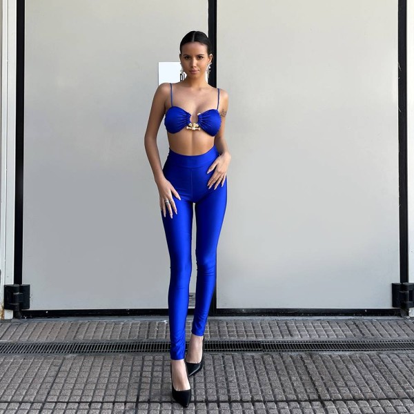 Top & Trousers Set With Jewel - Royal Blue