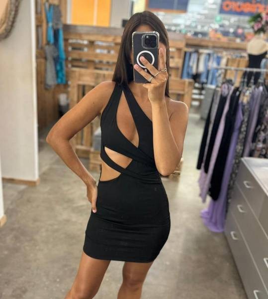 One Shoulder Cut Out Dress - Black